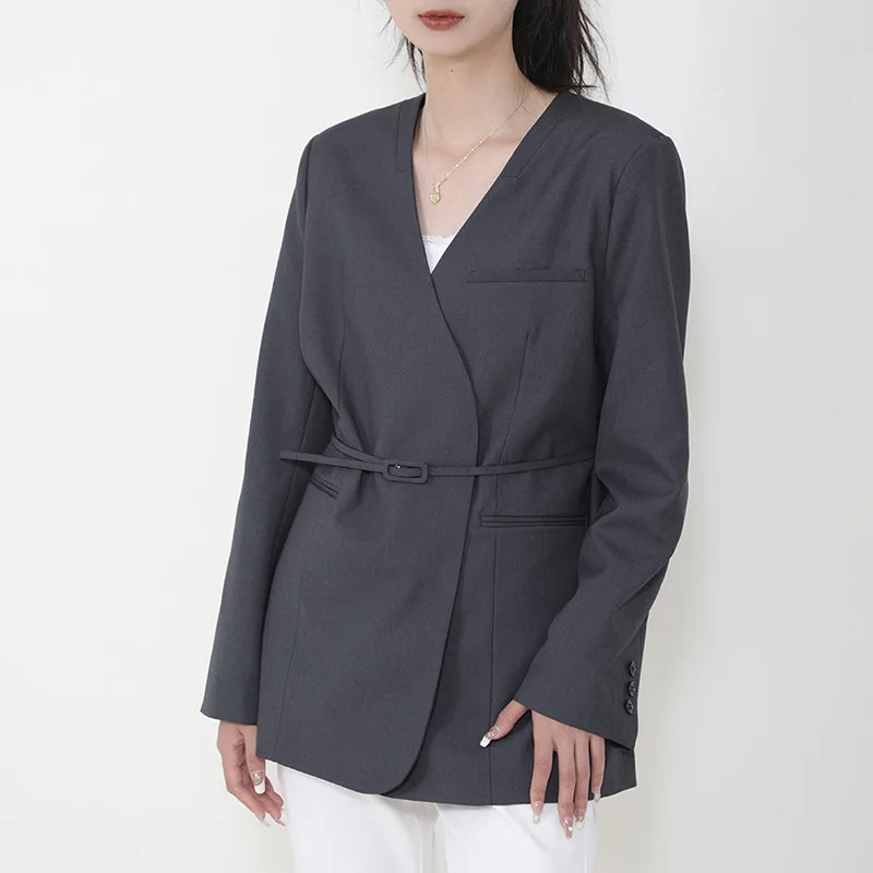 

SuperAen Korea's 2023 Korean Casual Style Lace-up Jacket Simple Long-sleeved Blazer Coat Woman