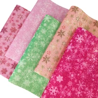 8pcs daisy snowflake printed faux leather fabric sheets fine glitter leatherette for sewing bows bags diy handmade materials