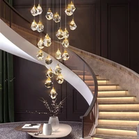 modern luxury crystal chandelier staircase light lighting gold home decoration living dining room kitchen led loft hanging lamps