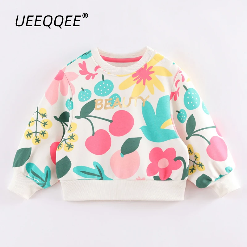 Cotton Floral 2023 Spring Autumn New School Children Sweatshirt Toddler Casual Pullover Little Girls Clothing Kids Wear For 1-8Y