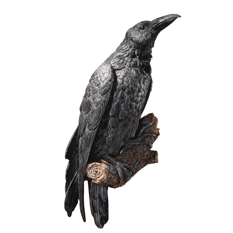 Искусственная скульптура животного изделия ручной работы из смолы ворон черная