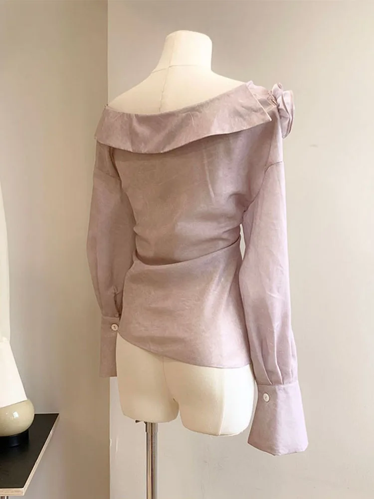 Высококачественные уютные блузки с 3D цветочным косым воротником Mori Girl Корейские