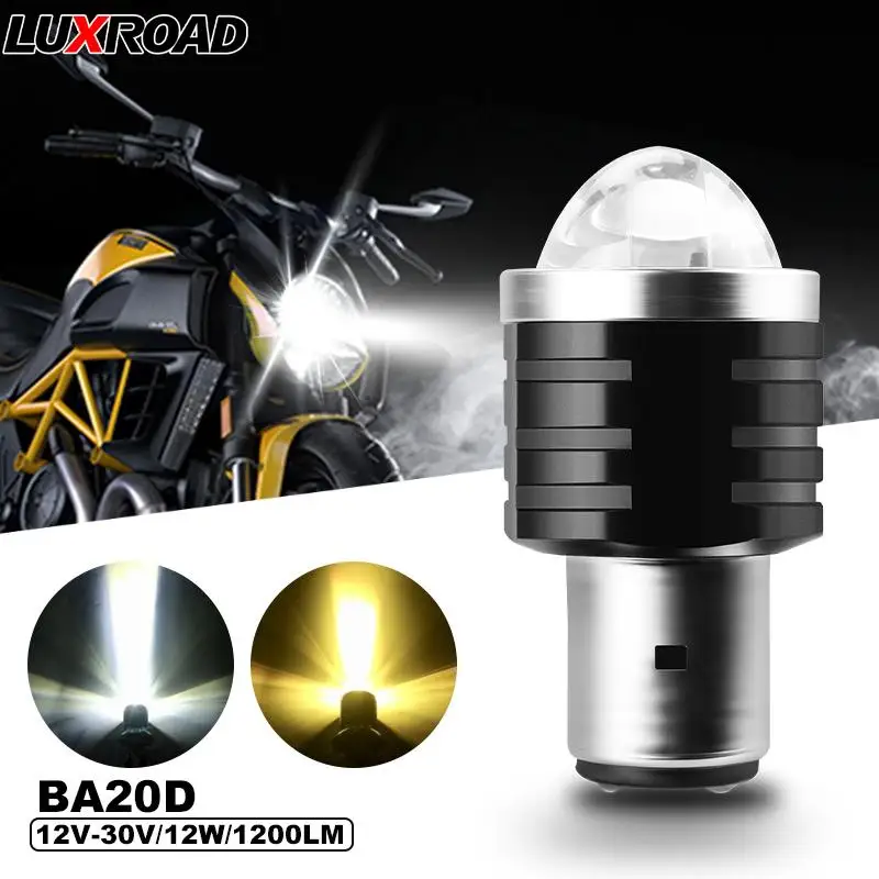 

BA20D Motorcycle Headlight Bulb Projector Lens Hi-Lo Beam Spotlight Lamp Driving LED Day Time Running For Motorbike Accessories