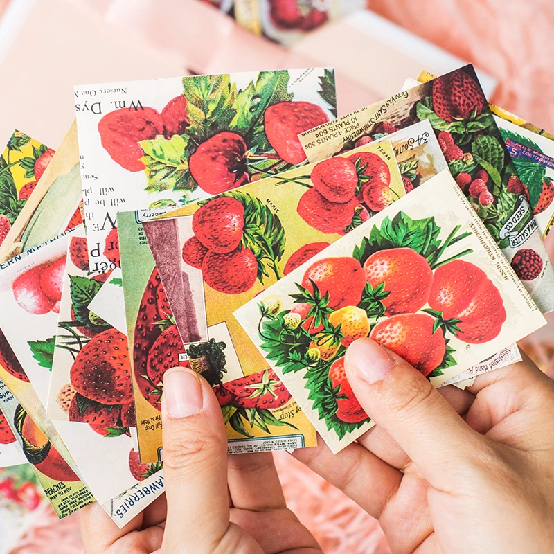 

48pcs/pack Strawberry Card Stickers Crafts and Scrapbooking Stickers Kids Book Decorative Sticker DIY Stationery
