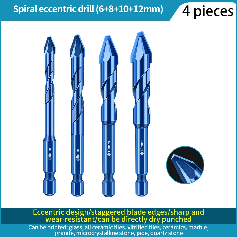 

Набор эксцентриковых сверл из твердого сплава с алмазным покрытием 3-12 мм, треугольный наконечник для стекла, керамики, бетона, противоскользящий хвостовик, сверхтвердый сплав