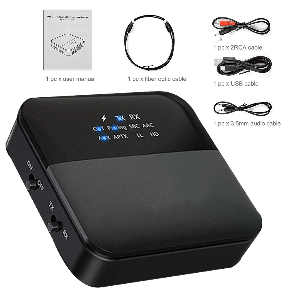 

2 в 1 Lossless-совместимый аудиоадаптер 5,0 TV, высокая точность, низкая задержка, регулировка громкости 3.5 мм приемо-передатчик