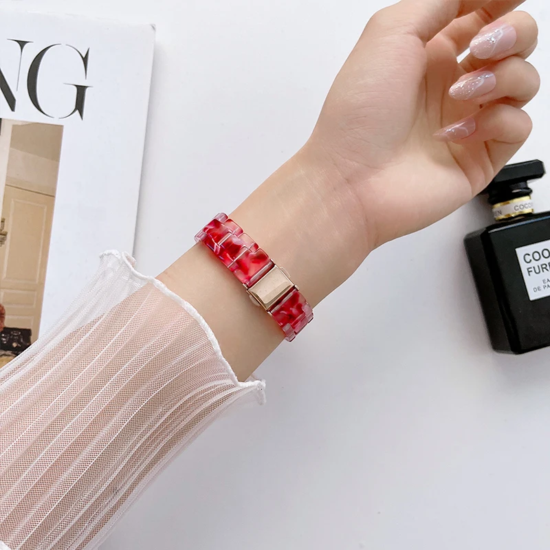 Resin slim strap for iwatch Series 6 se 7 5 4 3 print belt for apple watch band 44mm 40mm 41mm 45mm 42 38mm Women bracelet