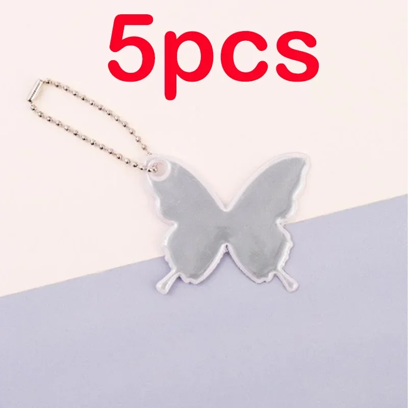 

5 шт., светоотражающие подвески в виде бабочки, креативные цветные светоотражающие подвесные украшения в виде бабочки из ПВХ, школьный брелок для багажа