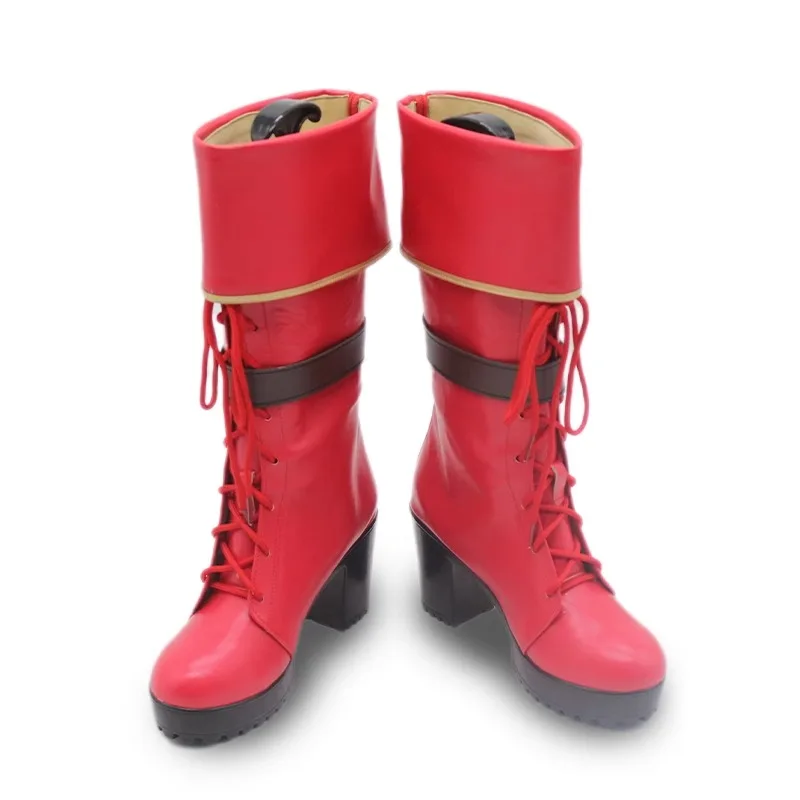 KOF Athena Asamiya Обувь для косплея Костюмированная обувь Красные ботинки ручной работы