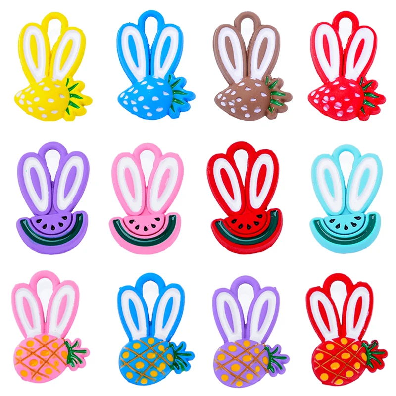 

10Pcs Cute Rabbit Carrot Strawberry Watermelon Pineapple Enamel Pendant Charm for Bracelet Necklace Earrings DIY Jewelry Making