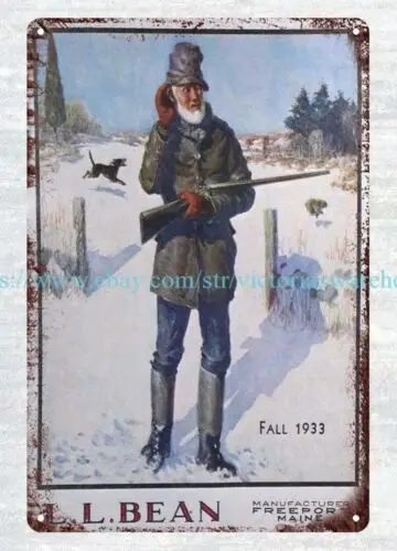 1933 LL Bean собака кролик Охота металлический жестяной знак гараж магазин кухонный