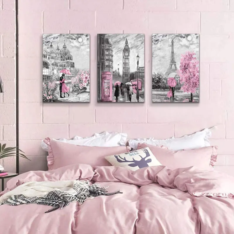

Black White Abstract Couple Poster Print Pink Lovers Canvas Oil Painting Living Room Prints Bedroom Home Decor Wall Art Picture