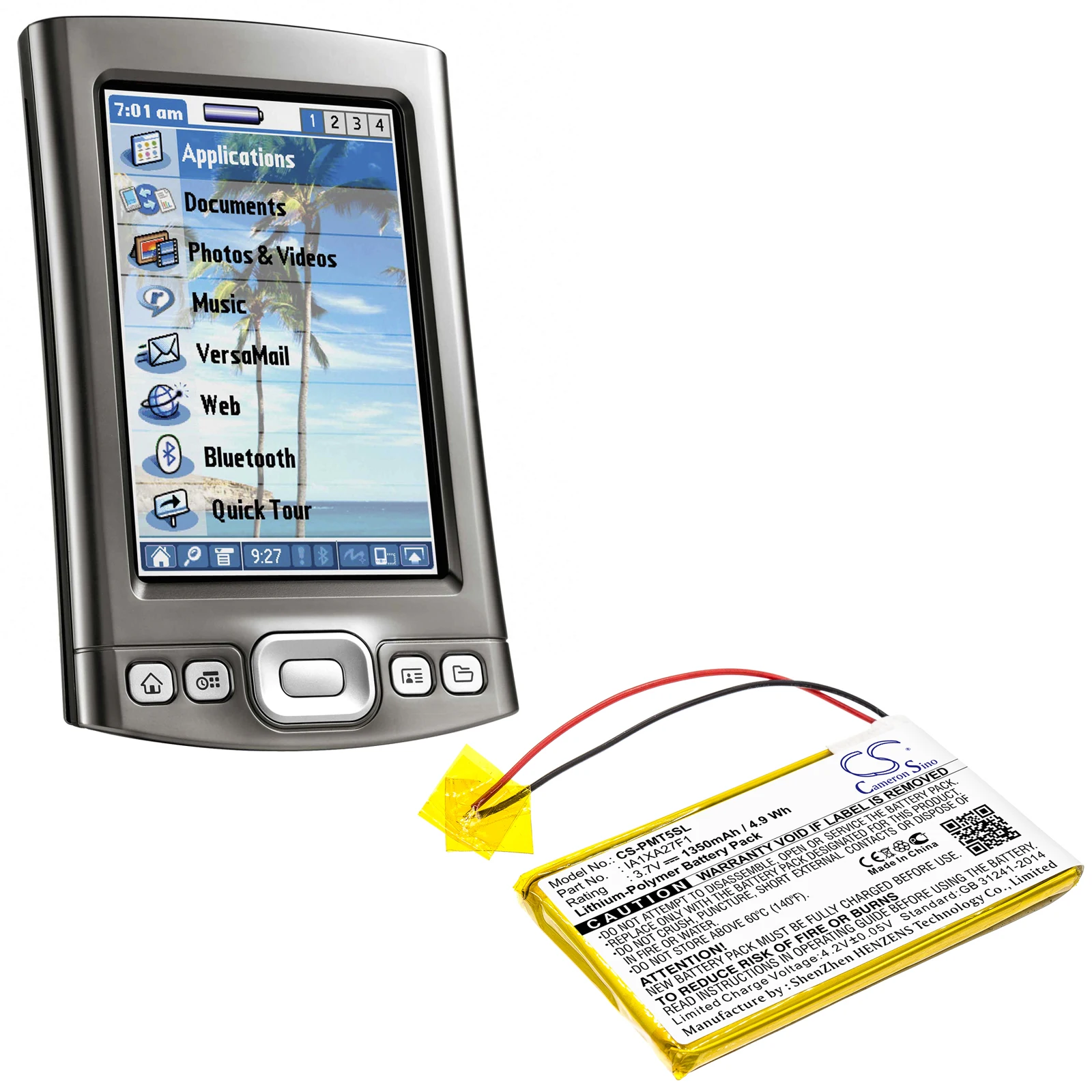 Сменная батарея CS для Palm Tungsten T5, артикул: IA1XA27F1, 1350 мАч  5 Вт·ч (art.: 3920d96dc58cd) - 3920d96dc58cd