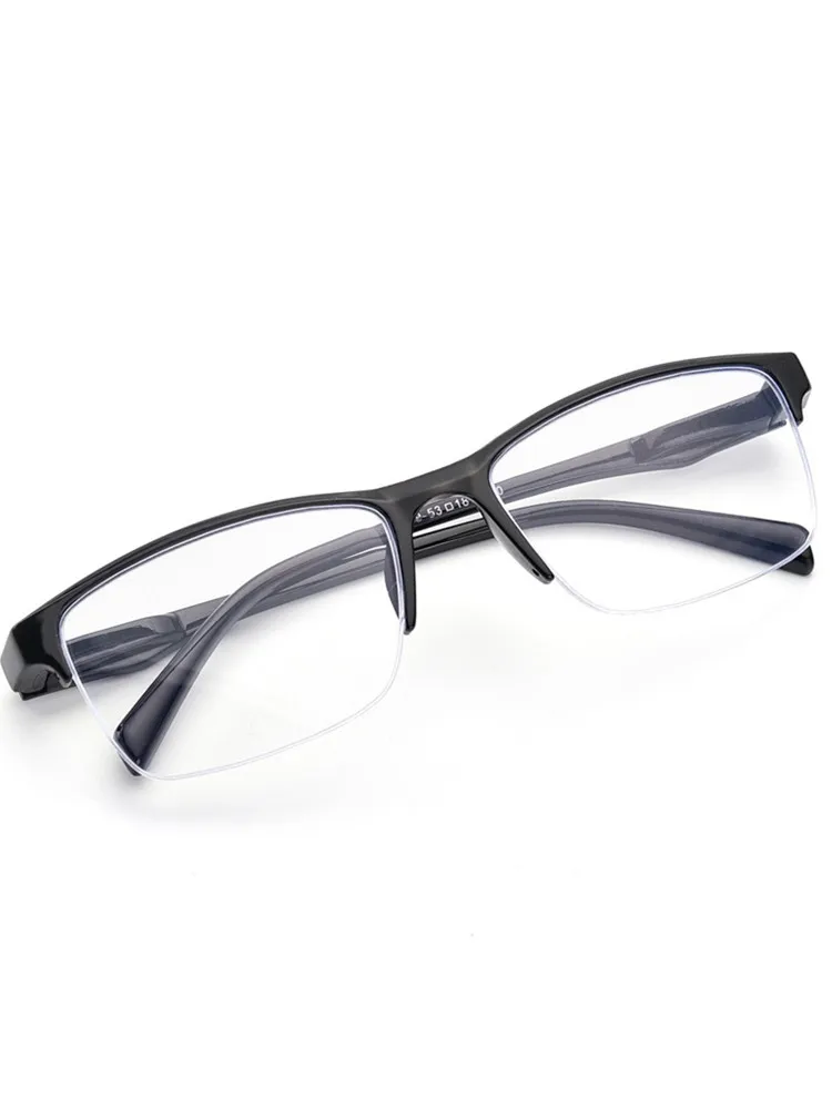 

Flexible Square Half Frame Reading Glasses Unisex Clear Ultralight Magnifying Presbyopic Glasses Black +100 to +400