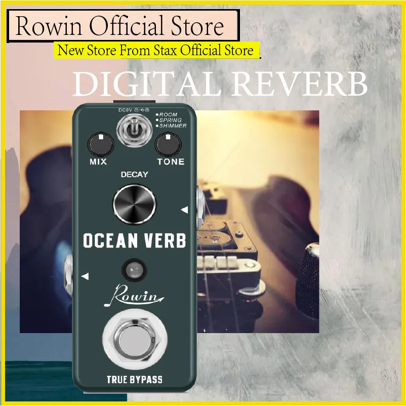 Rowin LEF-3800 Digital Reverb Pedal Guitar Ocean Verb Pedals Room Spring Shimmer 3 Modes Wide Range With Storage Of Timbre Pedal
