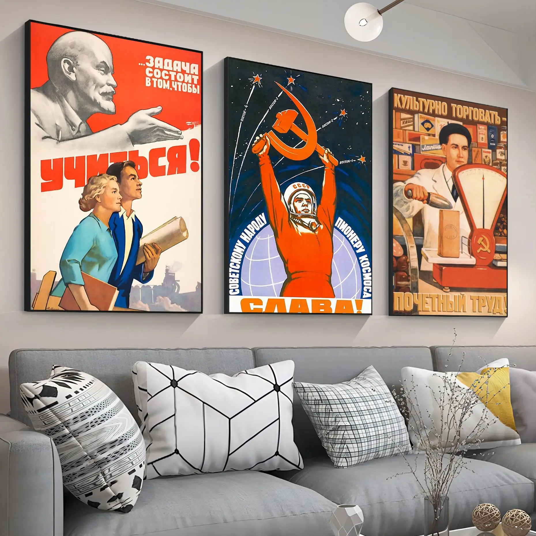 

Russian Propaganda The Space Race Retro USSR Self-adhesive Art Poster Whitepaper Sticker DIY Room Bar Cafe Home Decor