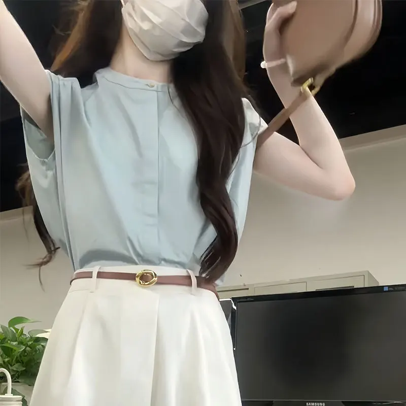 Летняя красивая блузка 2024 топы Повседневная белая женская с маленьким рукавом