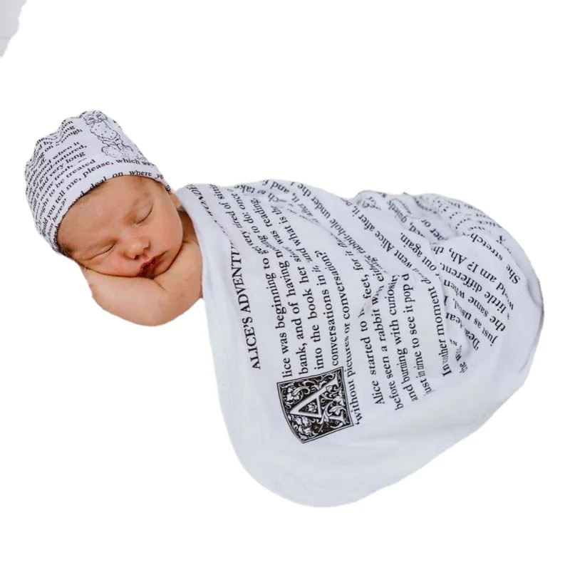 

2Pcs Multi-purpose Baby Receiving Blanket Hat Photo Shoot Infant Wrap Swaddling Nursling Soft For Boys Girls Photography Props