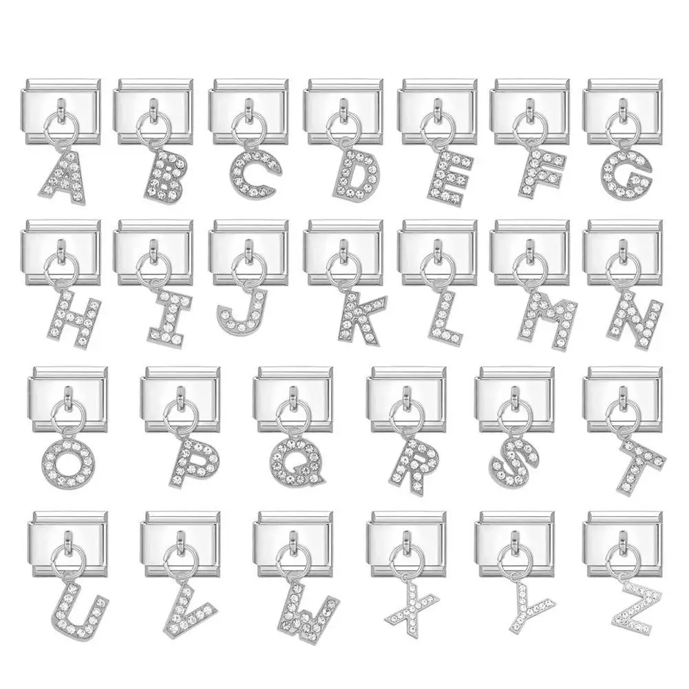 Модные 2024 серебряные буквы A-Z итальянские модульные подвески подходят для