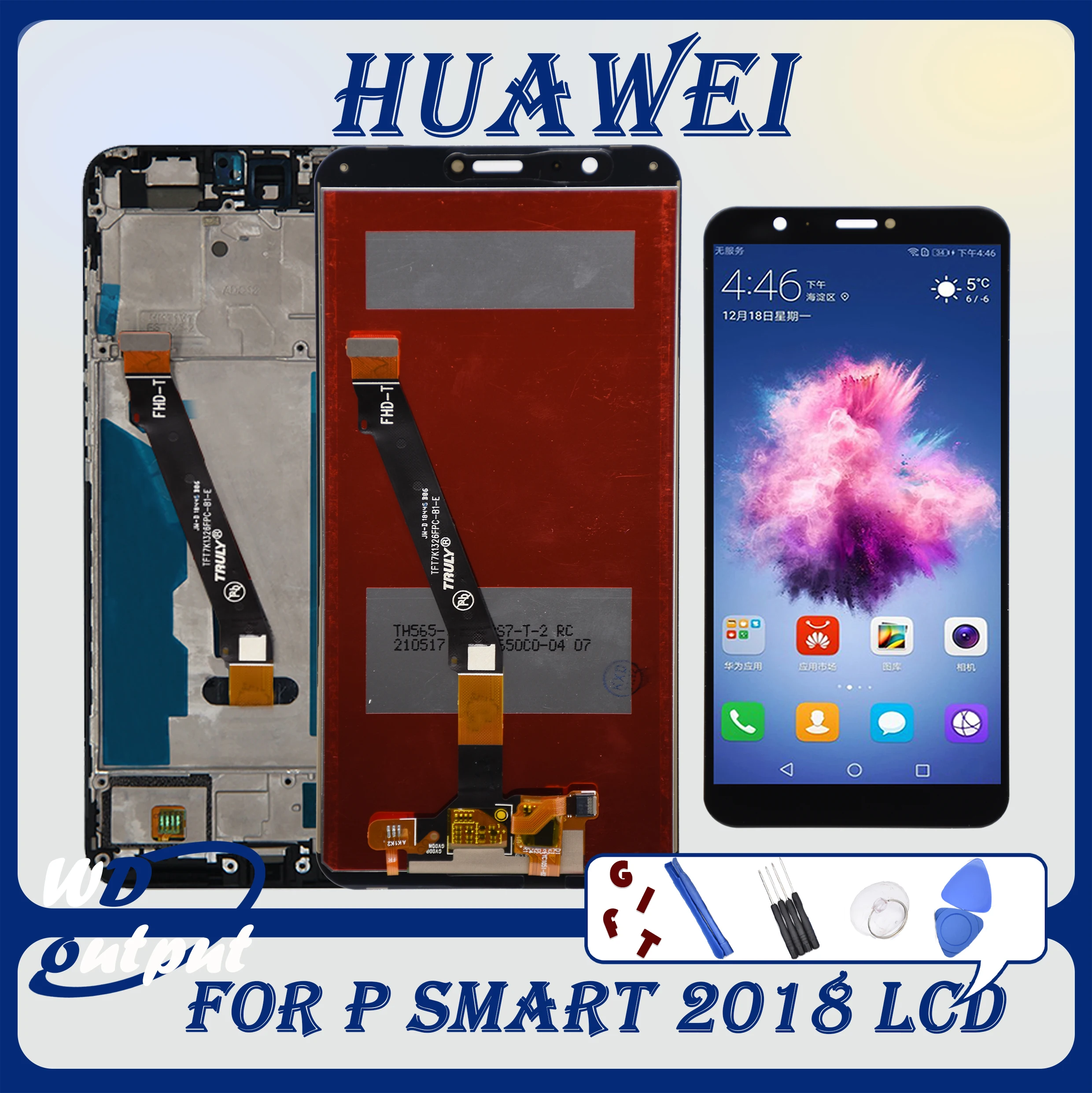 

Для Huawei PSmart2018 FIG-LX1/LA1/LX2 ЖК-дисплей с сенсорным экраном и дигитайзером в сборе для Huawei Enjoy 7S с заменой рамки