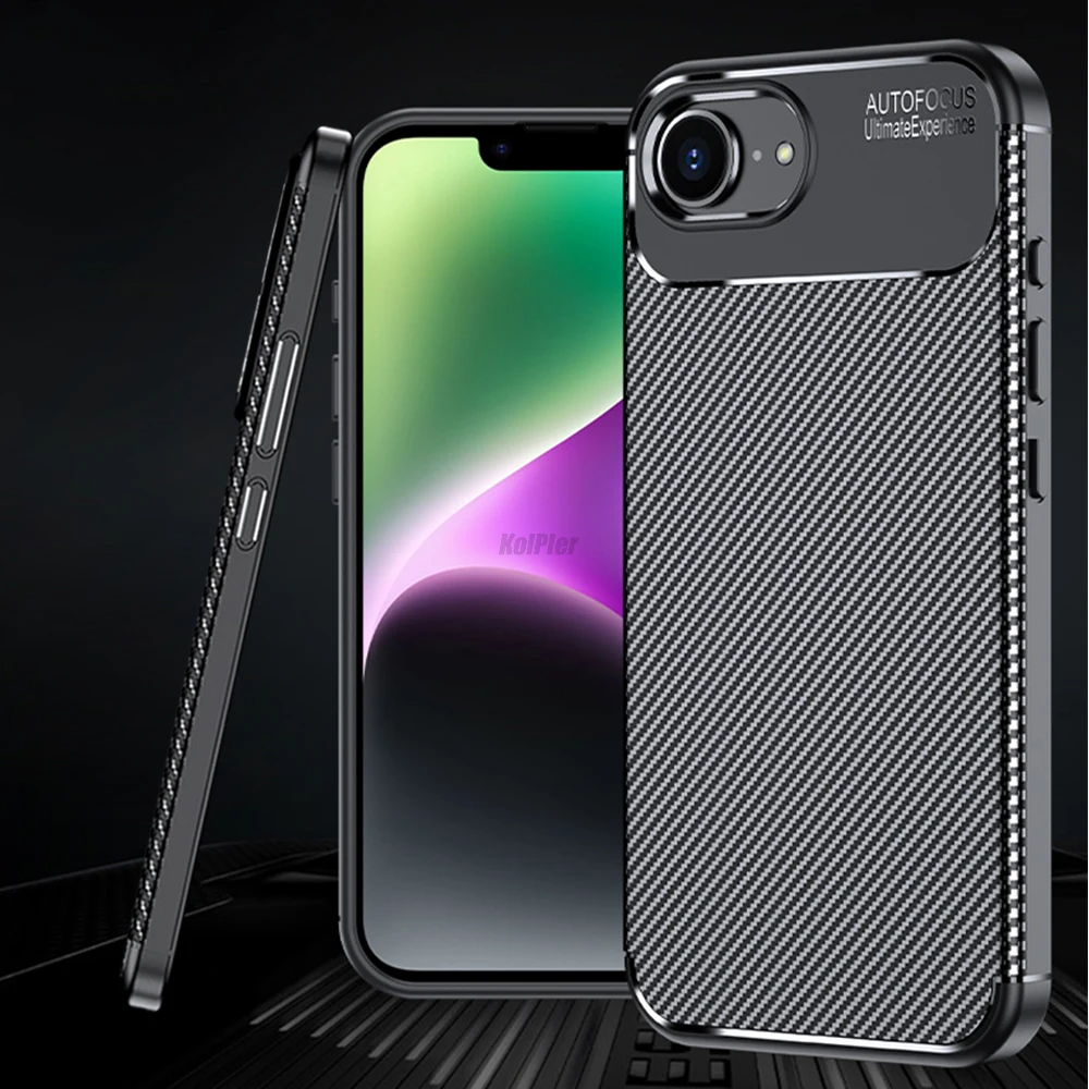 Деловой карбоновый чехол для iPhone 16E SE2025 силиконовый ТПУ мягкая задняя крышка