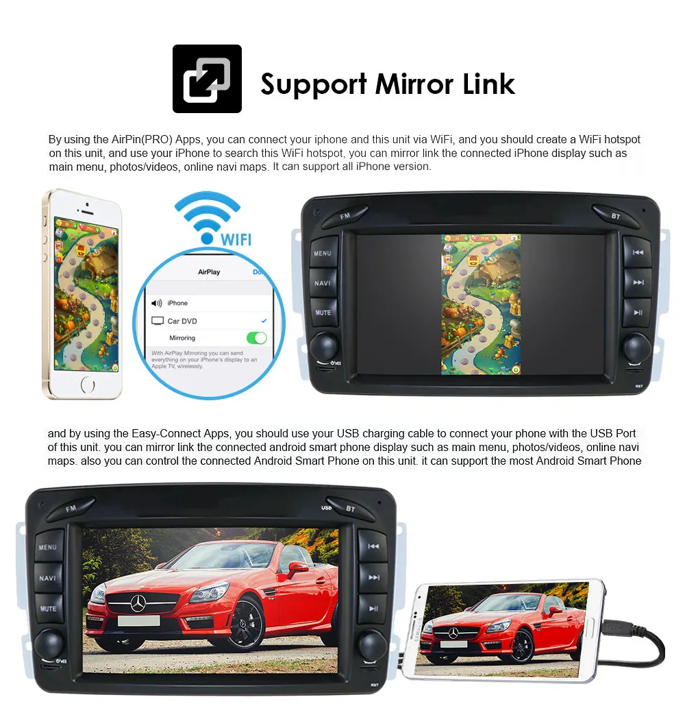 Автомагнитола CarPlay 2 DIN Android 10 для Mercedes Benz CLK W209 W203 W463 W208 |