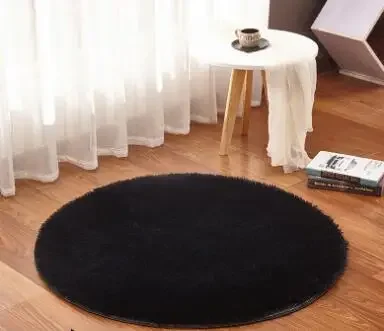 Черный круглый ковёр RONGFAHOME  для гостиной и спальни