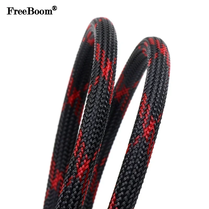 1 ~ 50 м черно-красные перекрестные ПЭТ-плетеные рукава 2/4/6/8/10/12/14/16/20/25/30 мм