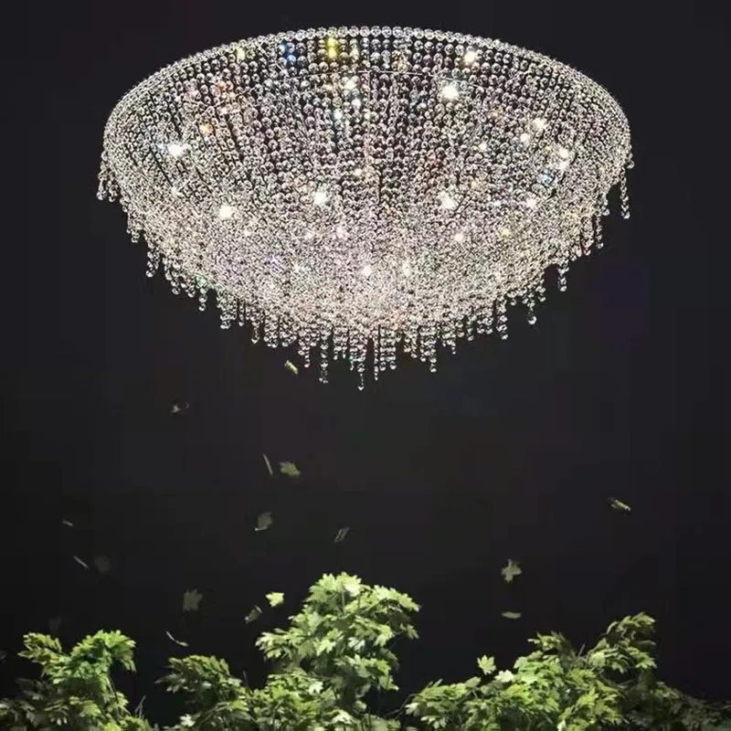 

Nordic Modern Luxury LED Semicircle Lampshade Chandelier Tassels Crystal Pendent Light Creative Lighting Dining Room Ceiling