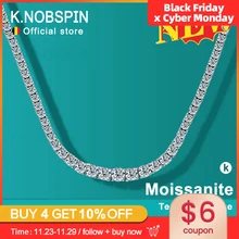 KNOBSPIN Moissanite Tennis Necklace for Woman Wedding Jewely with Certificate 925 Sterling Sliver Plated 18k White Gold Necklace