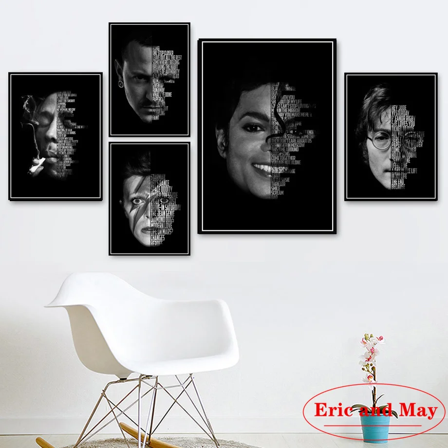 

Постеры и принты принтов принца Элвиса Майкла Джексона Боуи с цитатами, Картина на холсте, украшение в скандинавском стиле, Постер для домаш...
