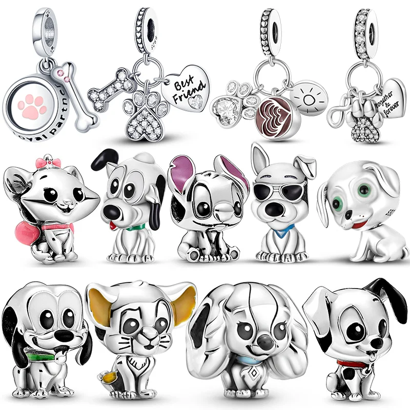 

Disney Mini Cute Pluto Goofy Dog Collection 925 Sterling Silver Furball Cat Pet Beads Fit Original 3mm Bracelet DIY Jewelry