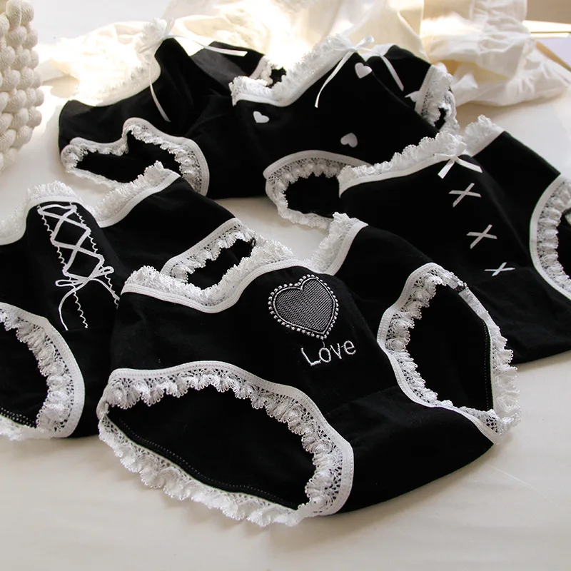 

Lolita Lace Print Bow Ladies Cotton Panties Bag Hip Cotton Crotch Girl Student Briefs Cute New Sexy Underwear Women Floral new