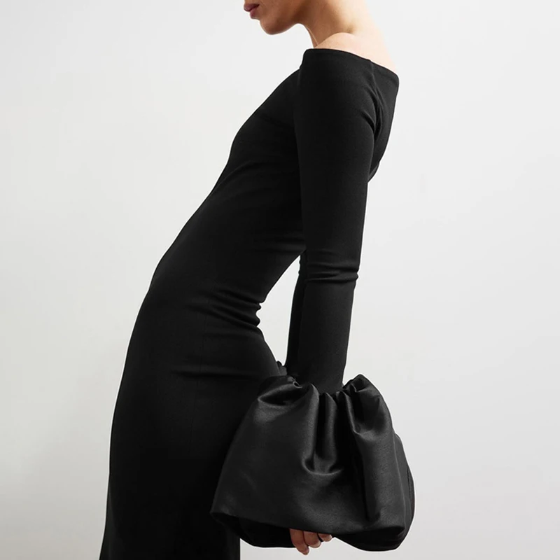 Женское элегантное длинное платье с разрезом на шее 2024 повседневное