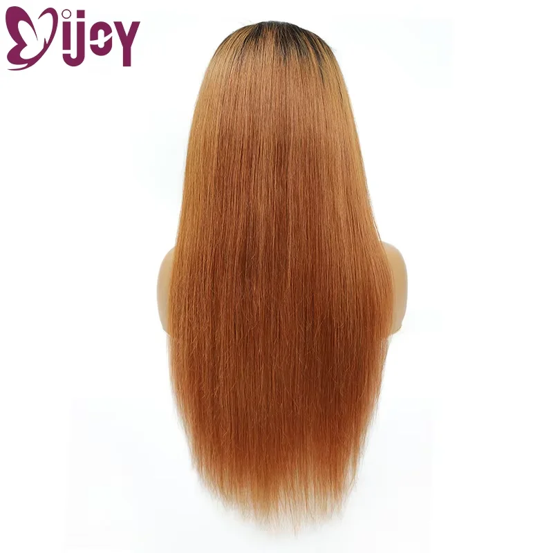 Ombre Brown 13x4 Парики из натуральных волос на кружеве для женщин Прямые волосы 4x4 Парик