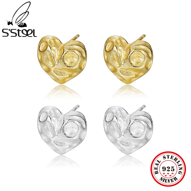S'STEEL-pendientes de plata 925 con forma de corazón para mujer, Piercing Punk para la oreja, accesorios coreanos, joyería fina de lujo 2022