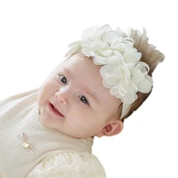 cute hair bows pearl lace flower headband for kids girls hair band handmade elastic headbands toddler infant hair accessories
