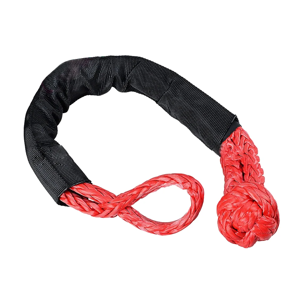 

2pcs With Protective Sleeve Rope Strap Synthetic UTV ATV Winch Trailer Off Road Towing Soft Shackle Portable Recovery