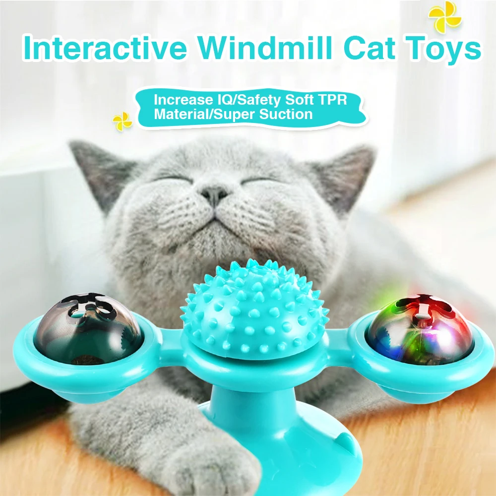 

Cat Windmill Toy Interactive Funny Pet Puzzle Game Toys for cats With Whirligig Turntable for Kitten Brush Teeth Pet Supplies