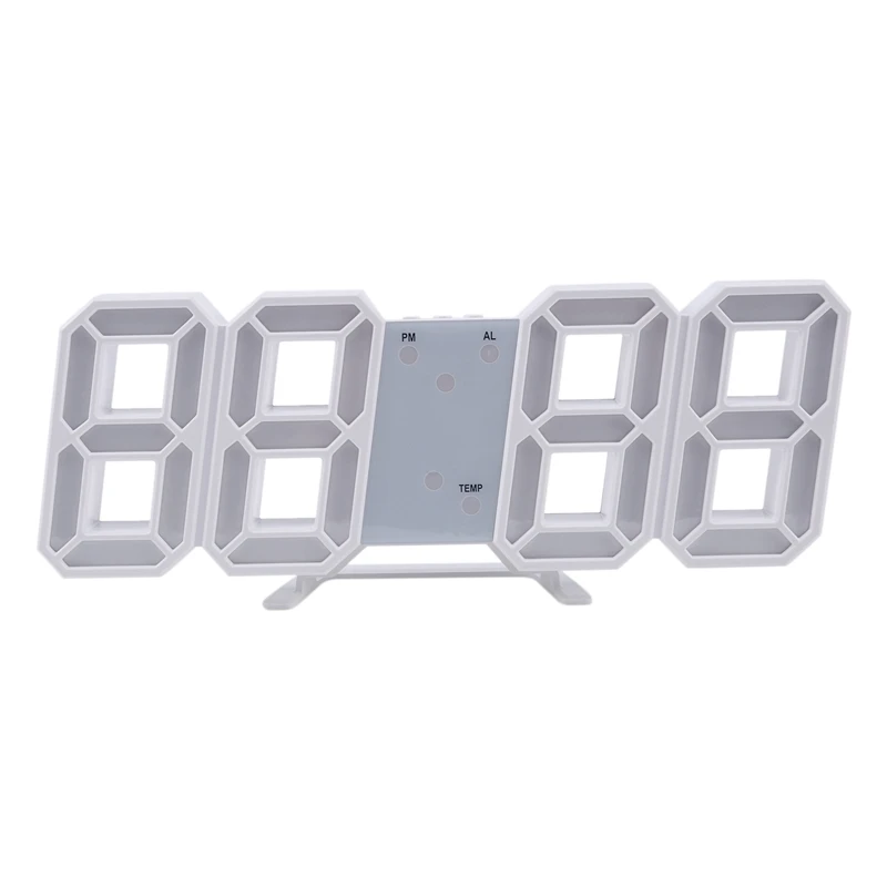 Large Led Digital Wall Clock 12h / 24h Time Display With Alarm And Snooze Function Luminance Adjustabl