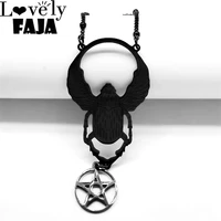 2022 gothic egyptian scarab wings pentacle necklace womenmen black color insect pendant necklaces fashion jewelry gift n3521s03