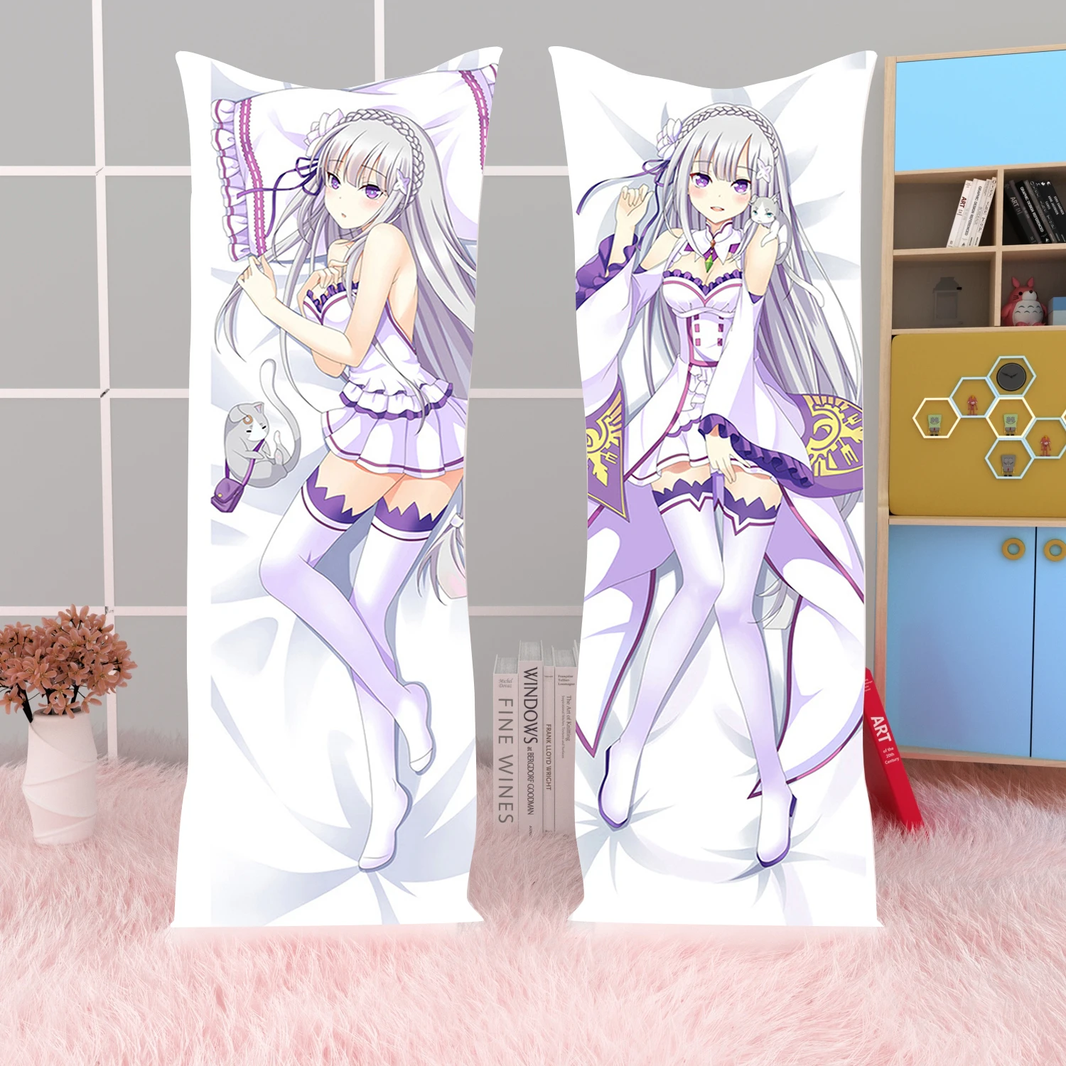 

Anime Re:Zero Emilia Rem Ram Dakimakura Pillowcase Cushion Cover Hugging Body Pillow Case Game Otaku Pillow Cover