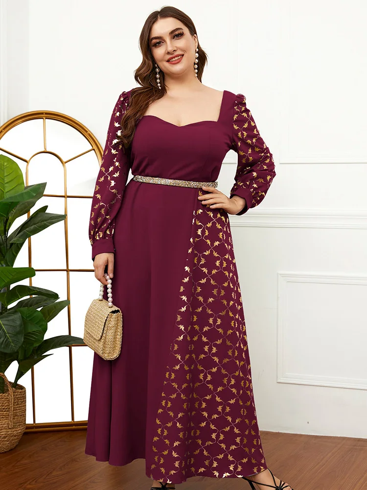 

Women Maxi Dresses 2022 New Spring Luxury Chic Elegant Long Sleeve Muslim Turkey Evening Party Wedding Clothing L- 4XL