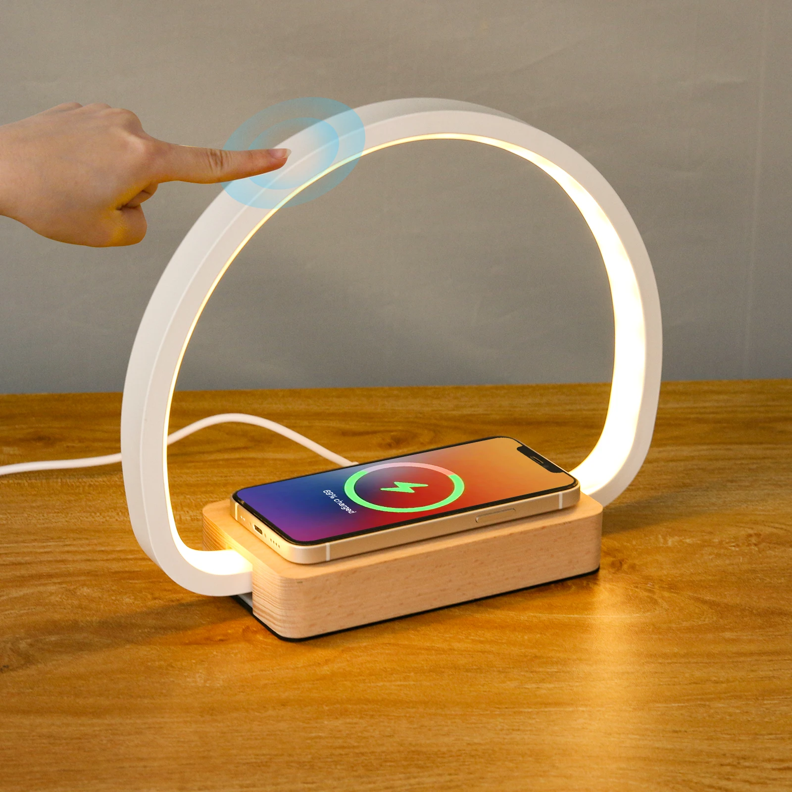 

LED Night Light Wireless Charger Desk Lamp with Touch Control 3 Brightness Levels Bedside Lamp for Adults Students