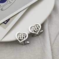 man shirt cufflinks custom name initials men stainless steel letters buttons luxury shirt jewelry gifts gemelli uomo per camicie