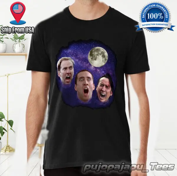 Забавная американская хлопковая Футболка Three Cage Moon размер S-5XL