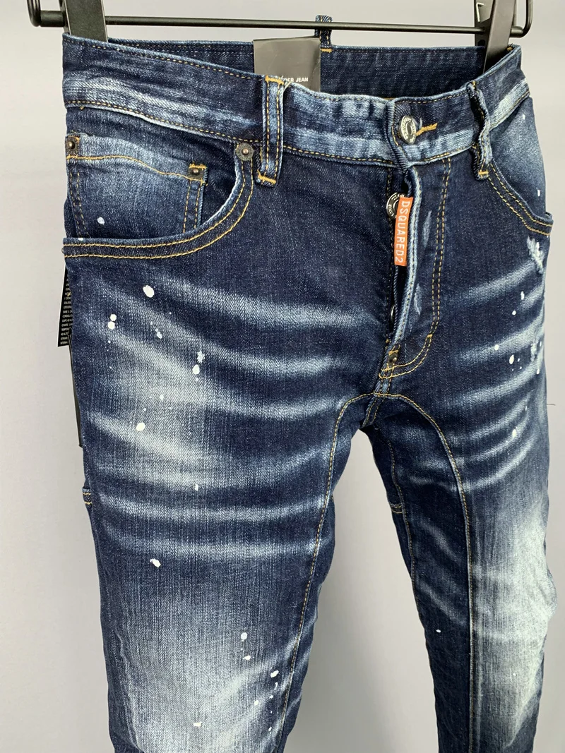 Spring/Summer New DSQUARED2 Jeans Men/Women Fashion Three-Dimensional Cut Stitching Pants Type Washed Hole Patch 601