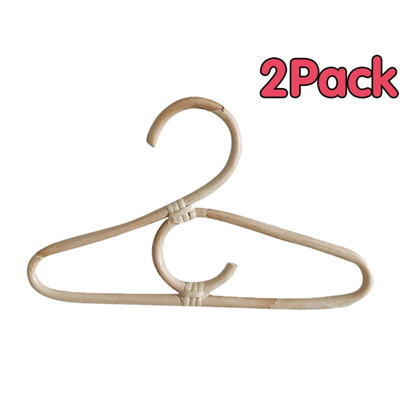 

2Pcs Rattan Clothes Hanger Nordic Style Kids Garments Organizer Rack Children Hanger Kids Room Decor Hangers for Clothes