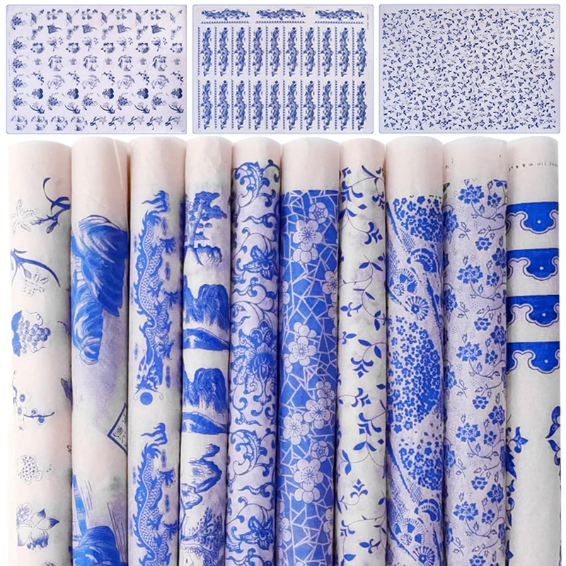 

Ceramic Art Underglaze Colored Paper Jingdezhen Blue and White Flower Bird Zodiac Pattern High Temperature Underglaze Decal