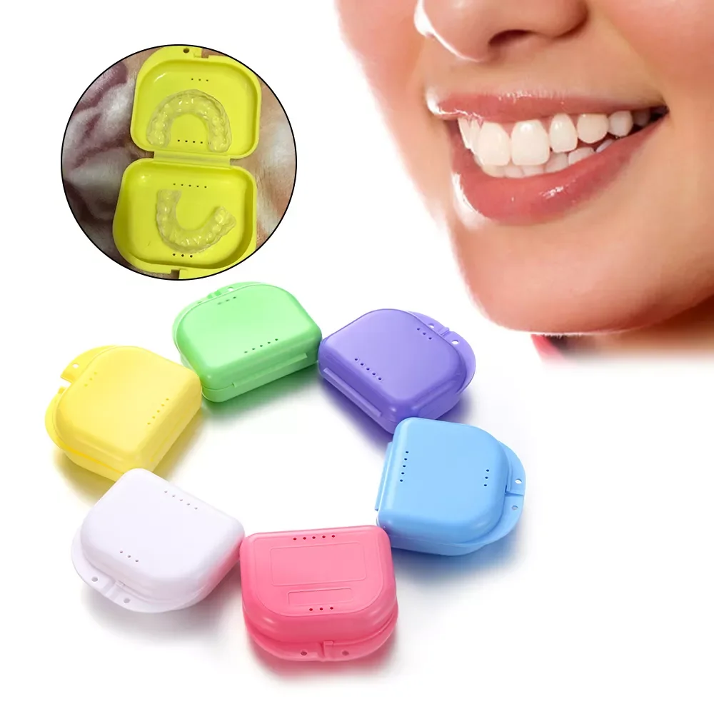 PC New 8 Colors Denture Storage Box Mouth Guard Container Braces Case Portable Dental Appliance Supplies Tray Health Care